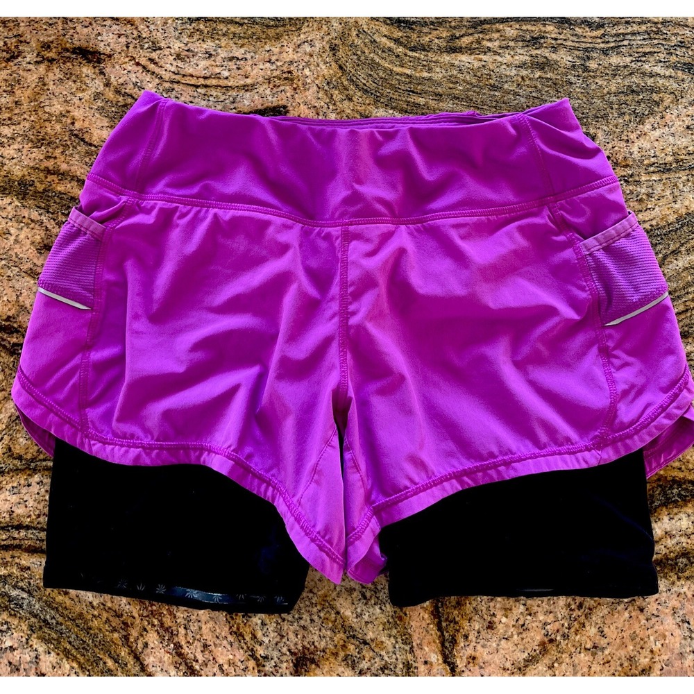 Athleta Women's Size S Shorts Berry Black 2 Layer Pull On Bike Running Active